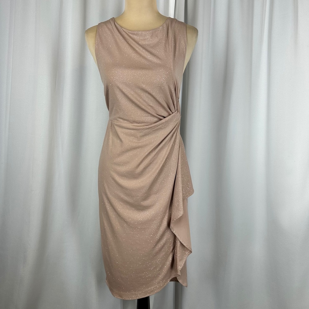 Torrid Blush Pink Metallic Shimmer Side Drape Ruffle Cocktail Dress Size 0 L‎ XL